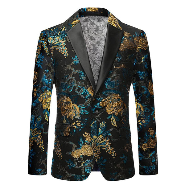 Men's printed suit one piece plus fat plus size stage singer performance suit suit banquet dress F070405