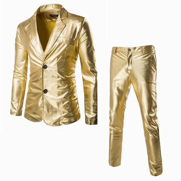 Bronzing glossy casual suit