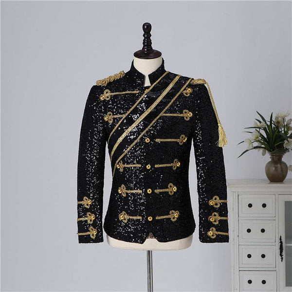 Sequin costume new male banquet guest band rock singer costume stand collar