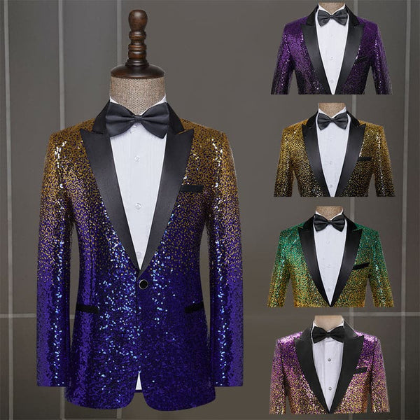 Suit jacket performance clothing men's dress singer stage performance trend bar nightclub gradient sequin suit F070406