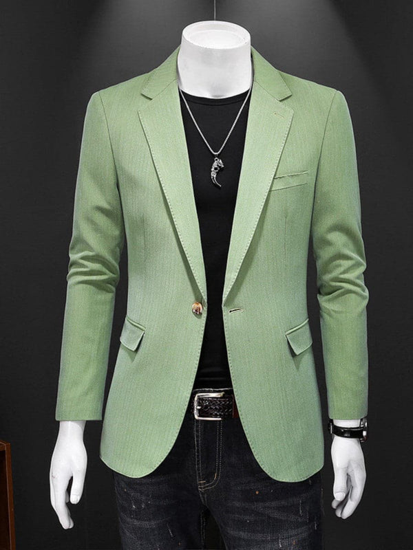 Men's Apple Green Slim Fit One Button Casual Blazer F112907