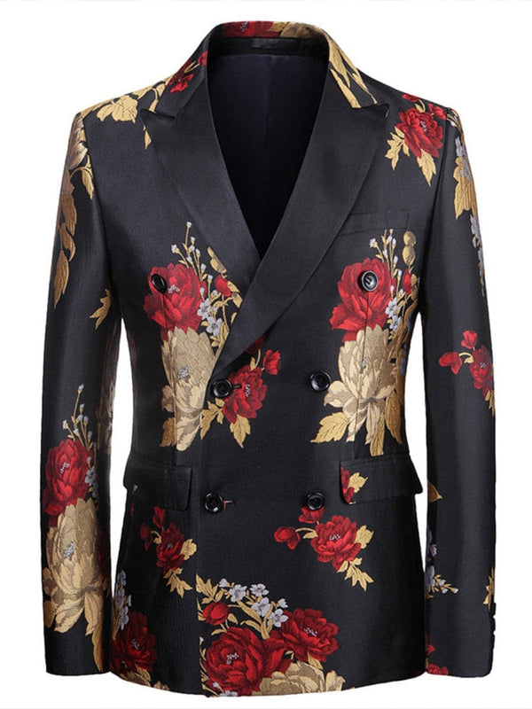 Men's Slim Fit Floral Jacquard Tuxedo Blazer F120502