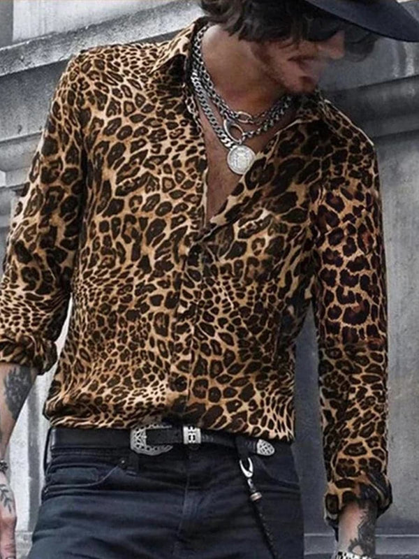 Leopard Shirts Men's Leopard Print Shirt SMLB037