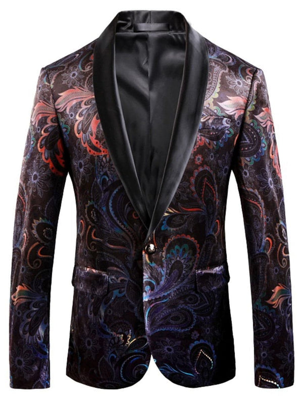 Men's Slim Fit One Button Printed Blazer F121301