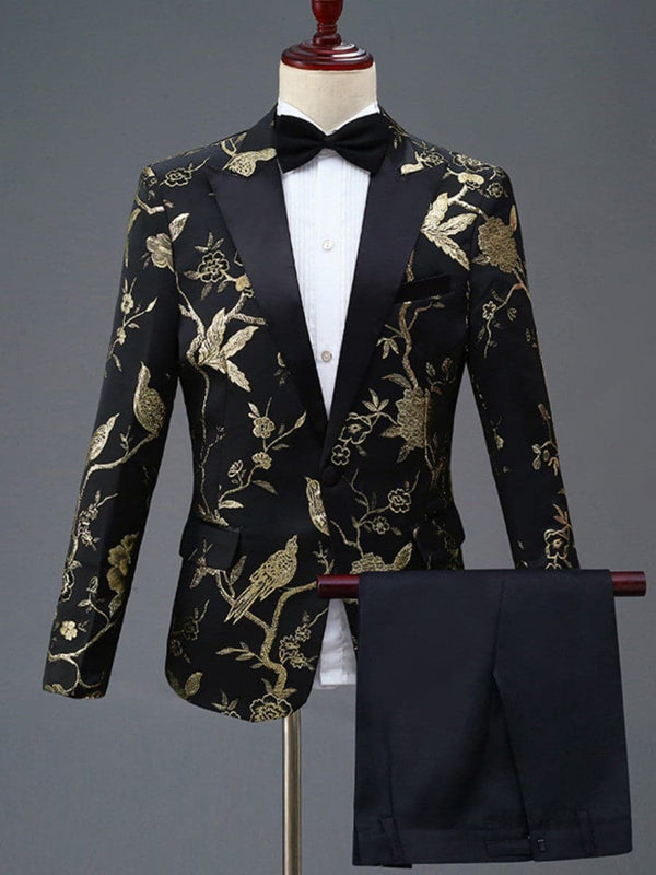 Men's Floral Jacquard Slim Fit Tuxedo Suits F120805