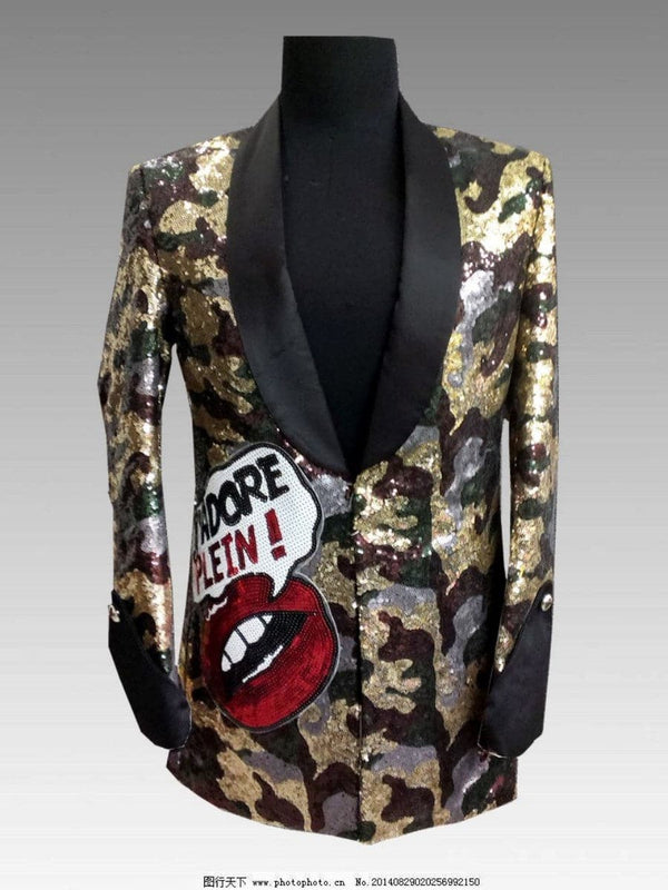 Men's Rock Star Sequin One Button Tuxedo Jacket F121201