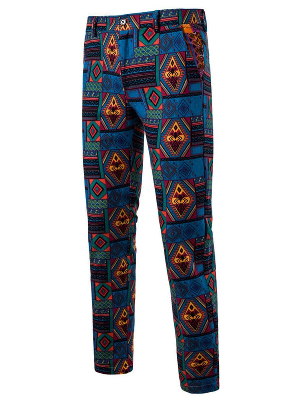 Men's Slim Fit Ethnic Style Printed Pants F121405