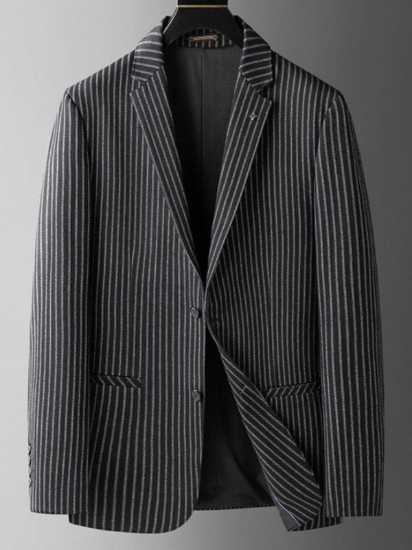 Plus Size Men's Striped Single Breasted Casual Blazer SM110904