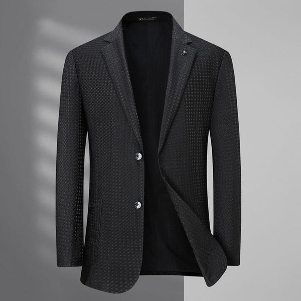 Plus Size Men's Diamond Pattern Black Casual Blazer SM110906