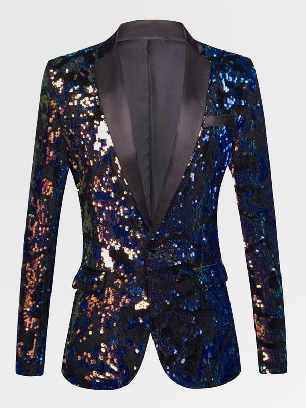 Men's Gradient Color One Button Sequin Tuxedo Jacket SM102905