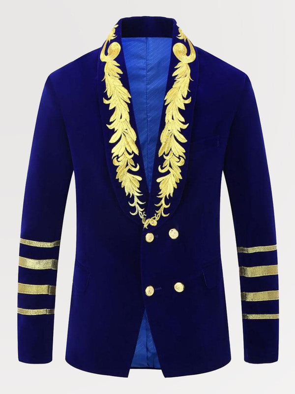 Men's Retro Military Style Embroidery Velvet Blazer SM102902