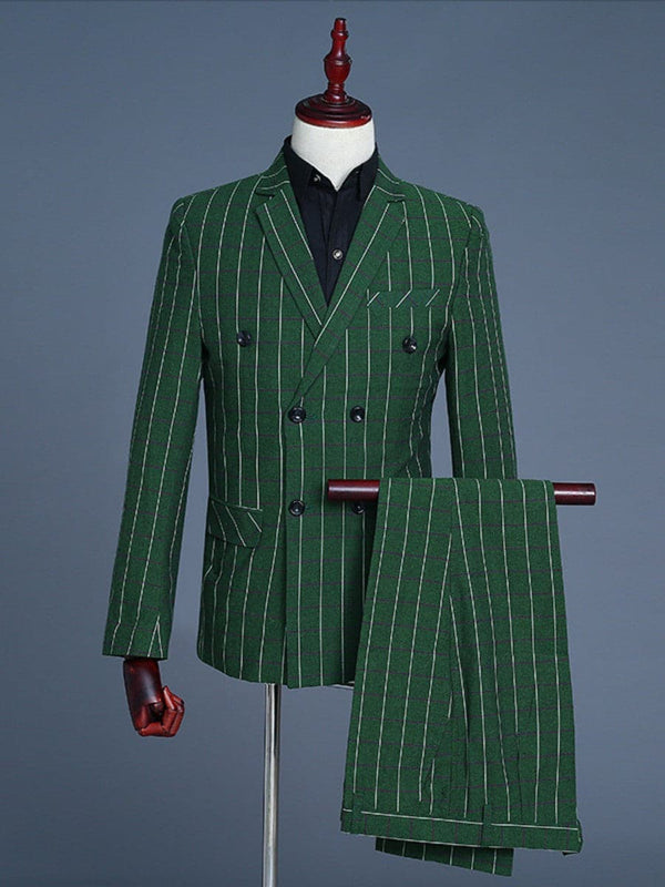 Men's Slim Fit Green Plaid 3 Pieces Blazer Suit SM102003