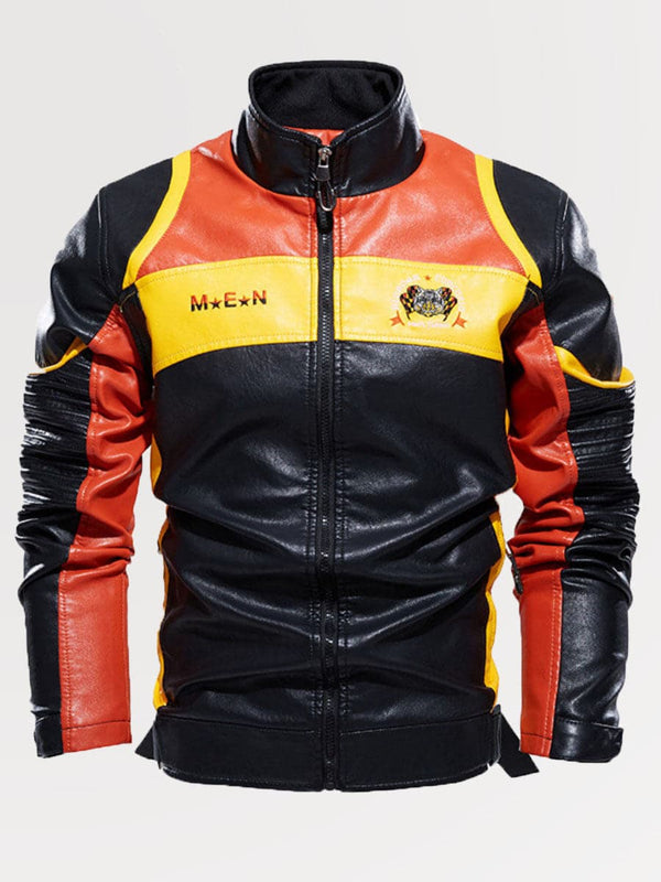 Fashionable Plus Size Men's Leather Motorcycle Jacket SM101703