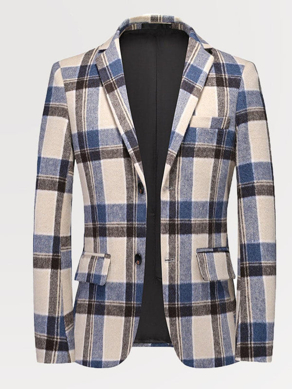 Plus Size Men's Color Contrast Plaid Print Casual Blazer SM102008