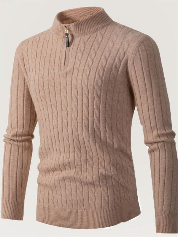 Men's Casual Quarter Zip Knitted Turtleneck Sweater SM101405