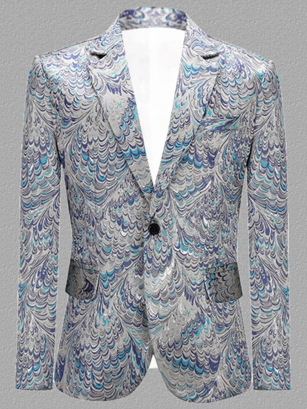 Men's Peacock Jacquard Suit Prom Tuxedo Blazer SM101208