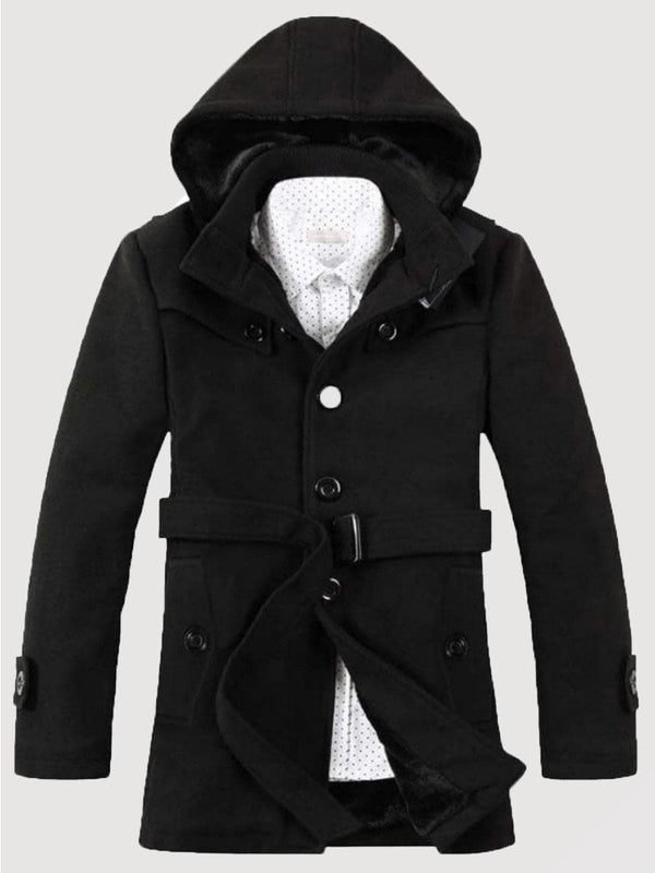 Men's Winter Thicken Fleece Cotton Mid-length Hooded Coat SM100607