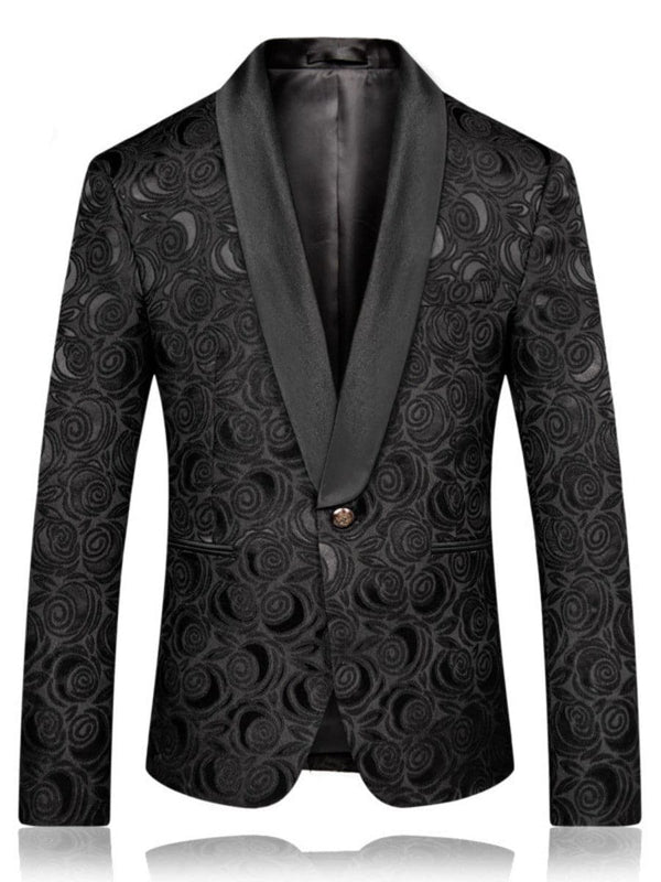 Men's Classic Black Jacquard Slim Fit Blazer SM101205