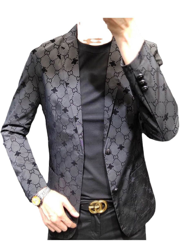 Men's Loose Jacquard Flocked Blazer F040608