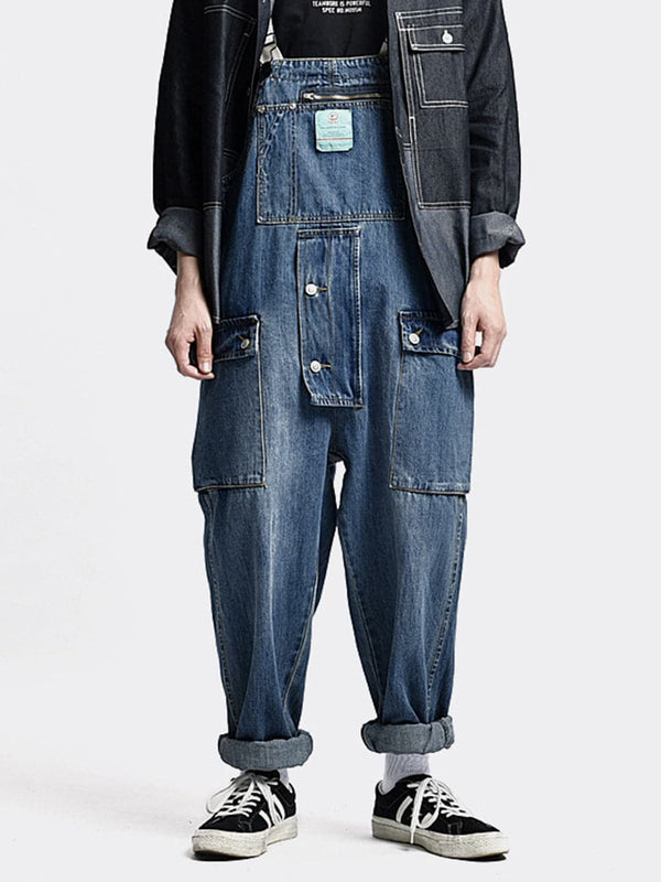 Classic Blue Distressed Denim Overalls SM091502