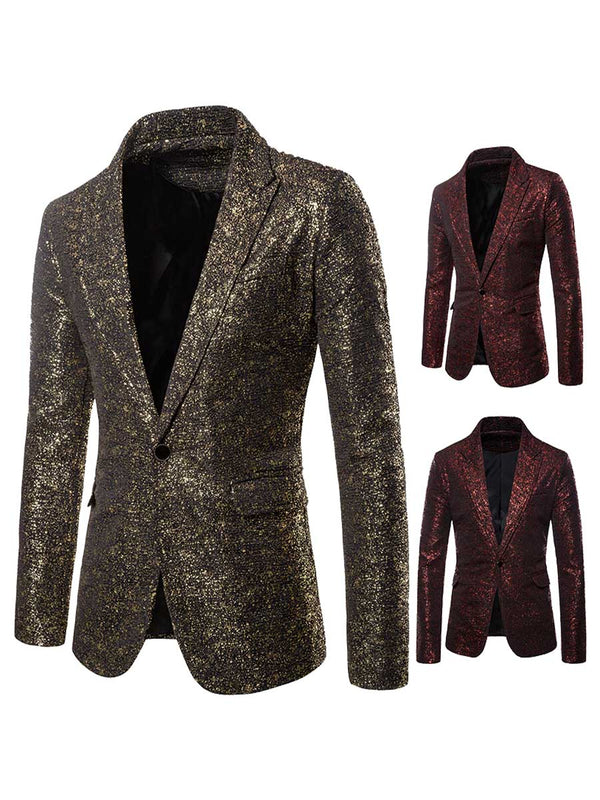 Men's Slim Fit Bronzing Lacquer Dot Pleated Blazer F040705