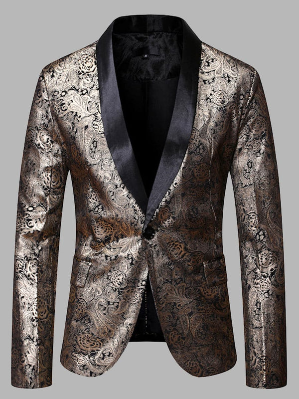 Men's Casual Hot Stamping Print One Button Casual Suit SMLB125