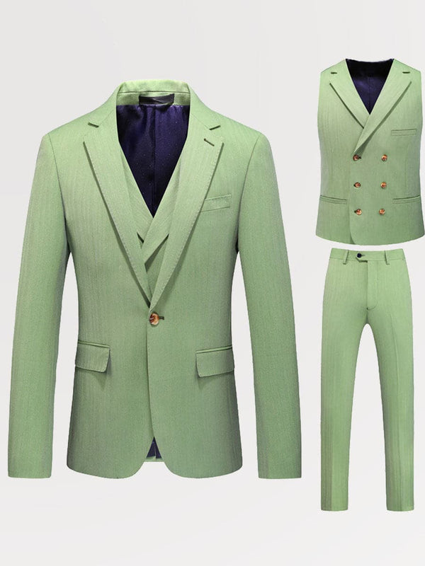 Men's Slim Fit Solid Green Wedding 3 Piece Suits SM110407