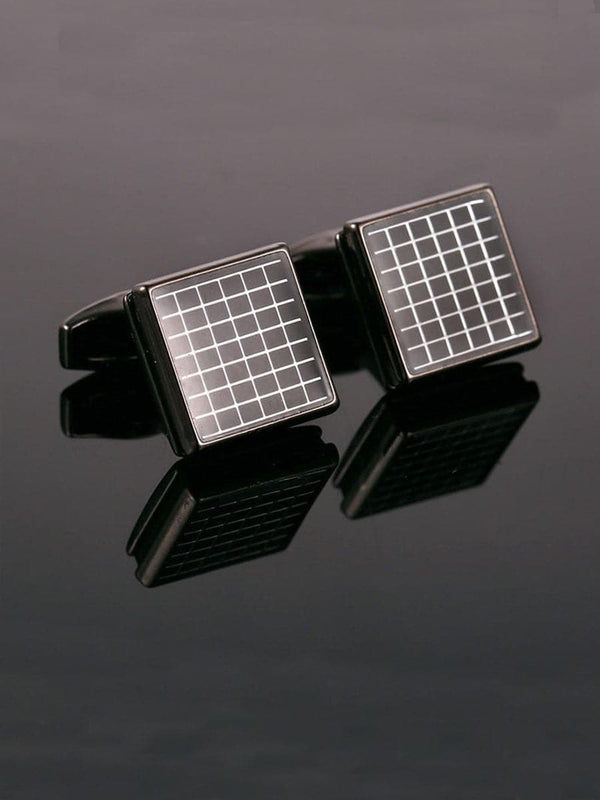 Men's Black Metal Palid Pattern French Cufflinks SM112303