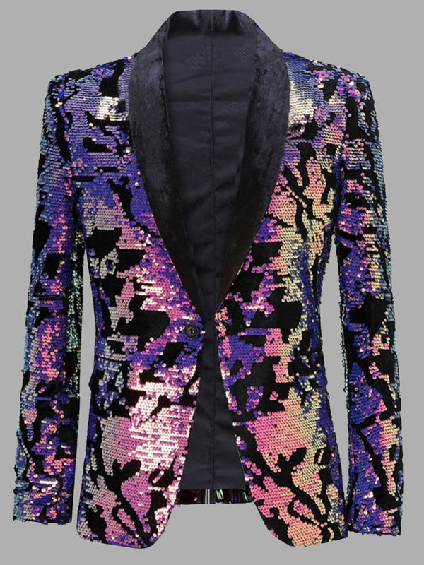 Lapel Sequin Slim Fit Men's Blazer SMLB117