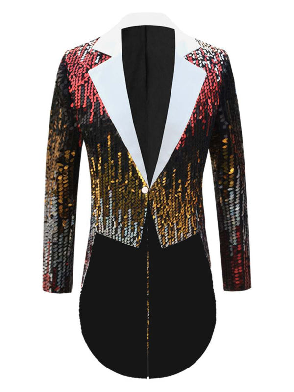 Plus LMen's Slim Sequined Tuxedo Jacket F041207