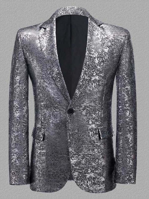 Plus Men's Slim Multicolor Sequin Blazer F041208