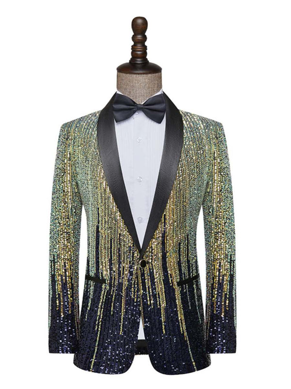 Plus Men's Slim Gradient Sequin Blazer F041209