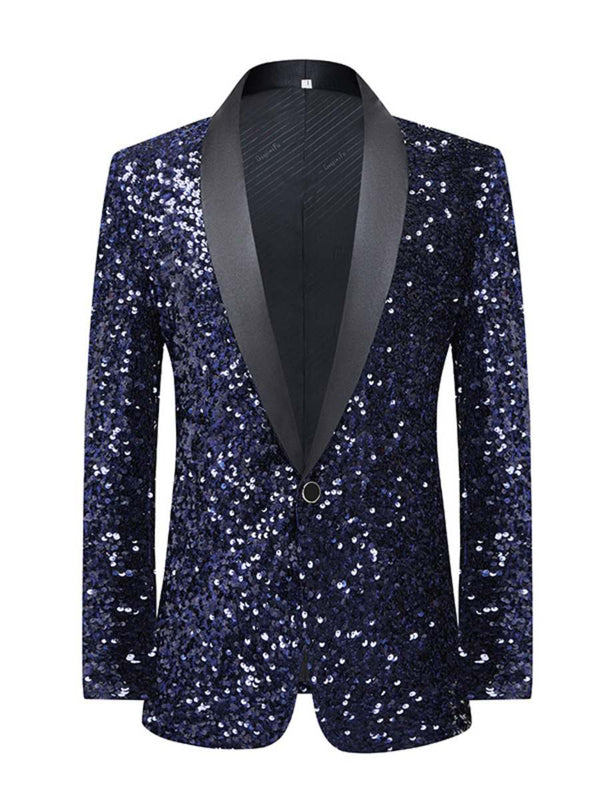 Plus Men's Slim Sequin Color Changing Suit Jacket F041212