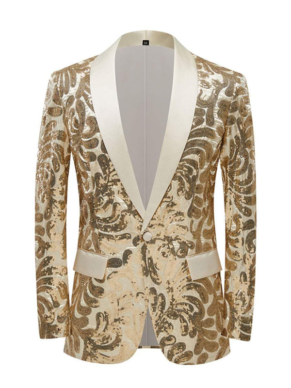 Men's Floral Tuxedo Jacket Embroidery Sequin F041214