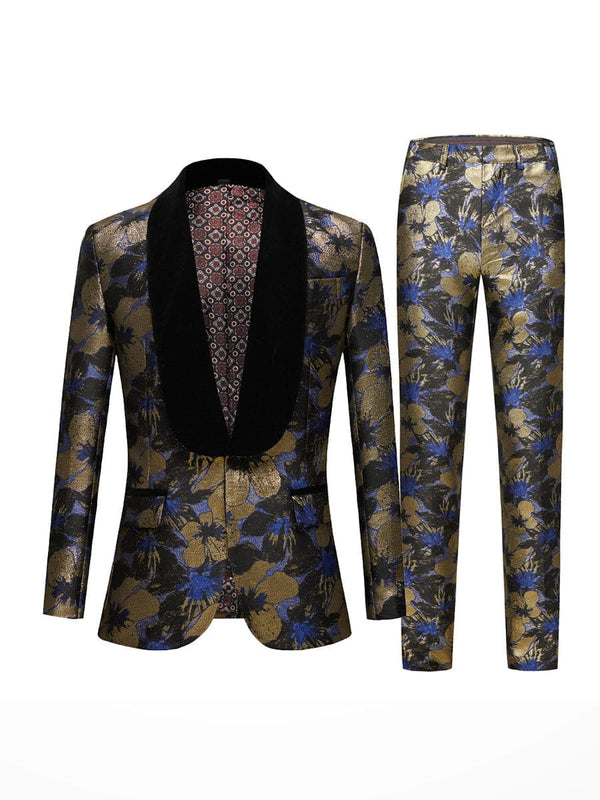 Men's Jacquard Floral Pattern Wedding Suits 2 Pieces KV112815