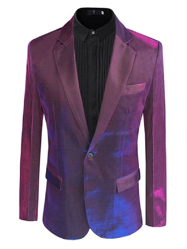 Men's Gradient Print Slim Fit One Button Jacket Blazer F021501