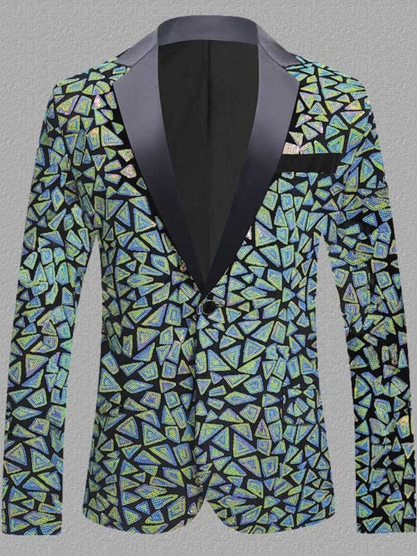 Plus Men's slim velvet sequined blazer F040305