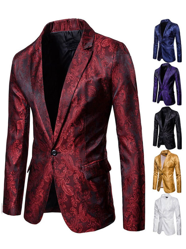 Men's Dark Texture Design One Button Blazer F040601