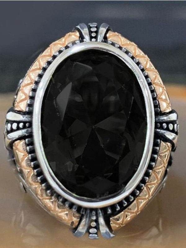 Men's Statement Two-Tone Onyx Ring F040603