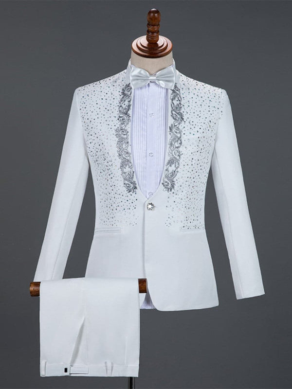 Men's Stand Collar Sequined Suit F032902