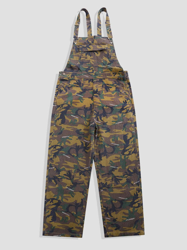 Military Camo Cargo Print Bib Jumpsuit SM091509