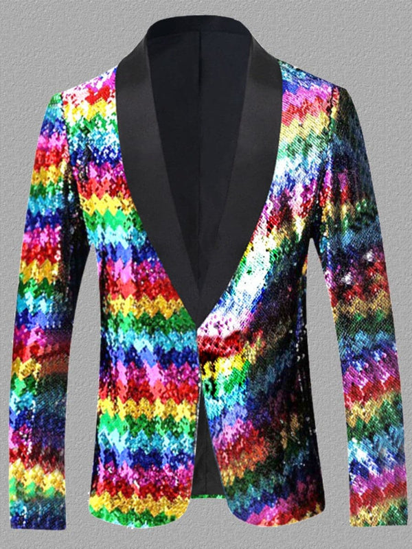 Men's Multiple Gradient Colors Sequin Tuxedo Jacket F020601