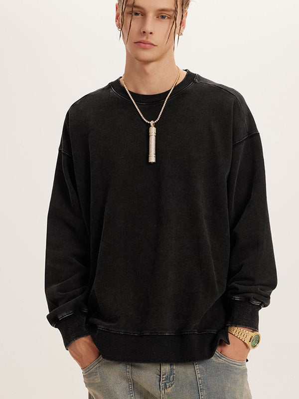 Winter Men's Hem Split Retro Loose Sweatshirt SM092903