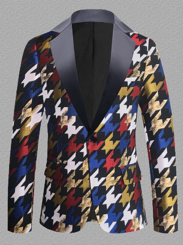 Men's Multiple Colors Houndstooth Casual Blazer Two Pieces Suit F021301