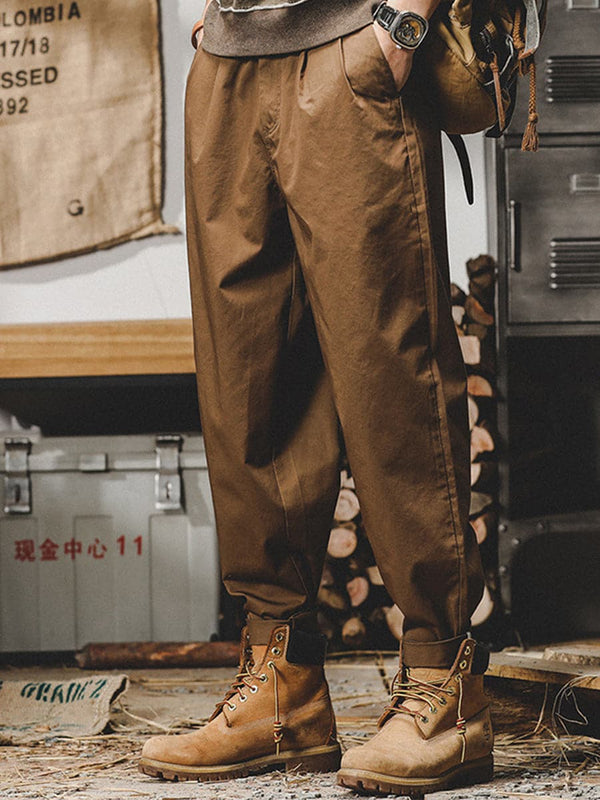 Retro Autumn Tapered Solid Color Cargo Pants SM092413