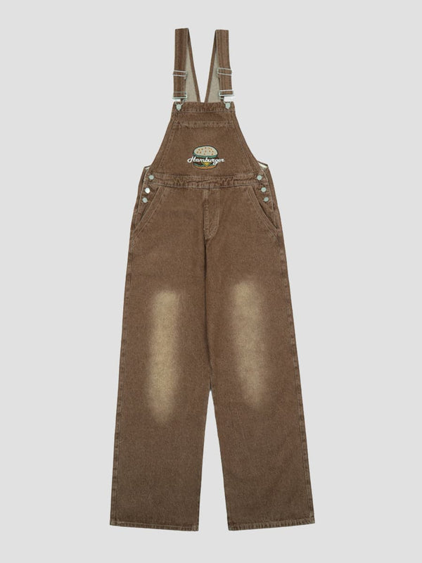 Classic Denim Multi-Pocket Brown Bib Pants SM091506