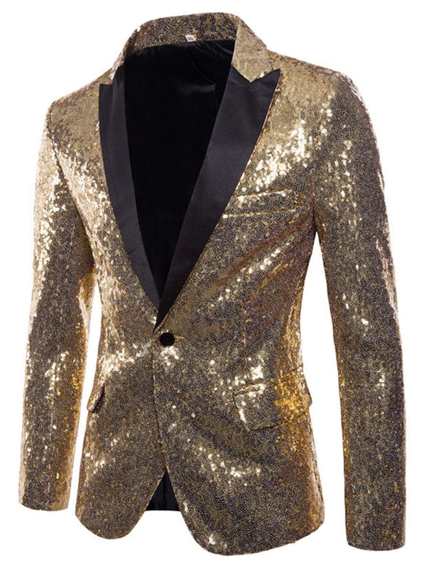 Men's Slim Fit Solid Gliter Sequin Tuxedo Jacket F120501