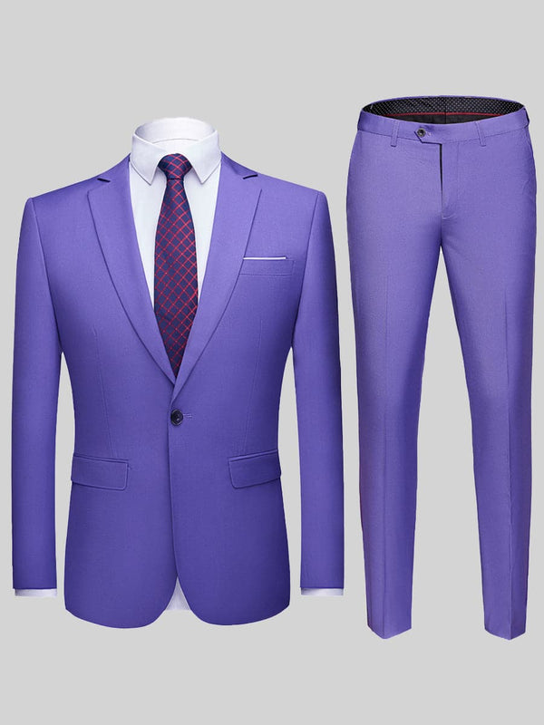 Men's Solid Color Slim Fit Casual Blazer Two-Piece Suit SM090503