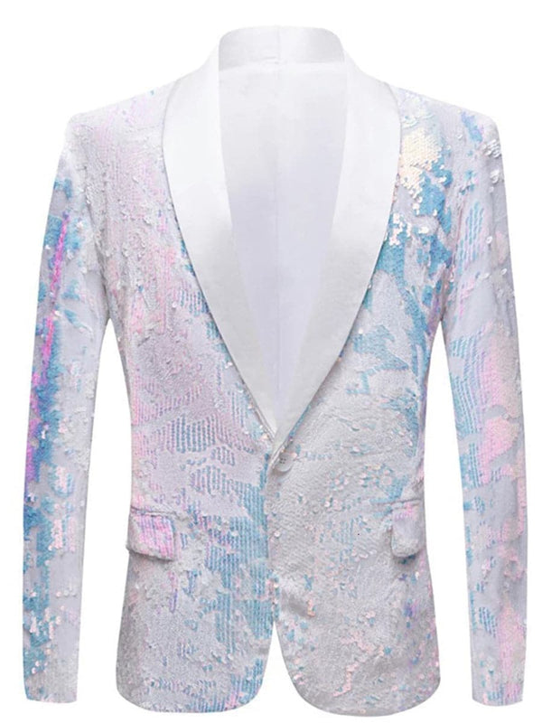 Map White Velvet Sequin Slim Fit Blazer SMLB084